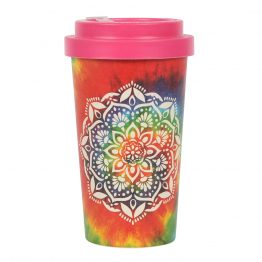 Tie dye mandala bamboo eco travel mug